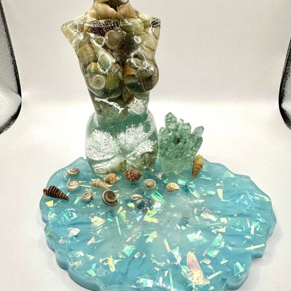 Goddess Resin Statue Art Figurine Sculpture Ocean Seashell - Picture 3 of 10